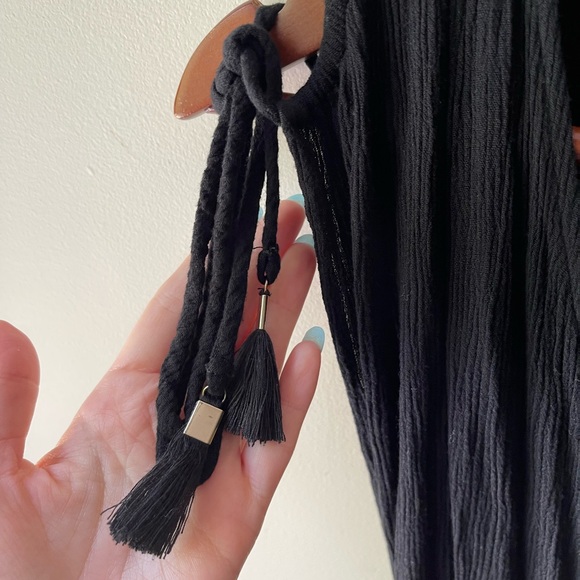 L Space Revolve Wrapper Maxi Dress Womens Size L Tassel Tie Black Beach Large - Picture 6 of 6